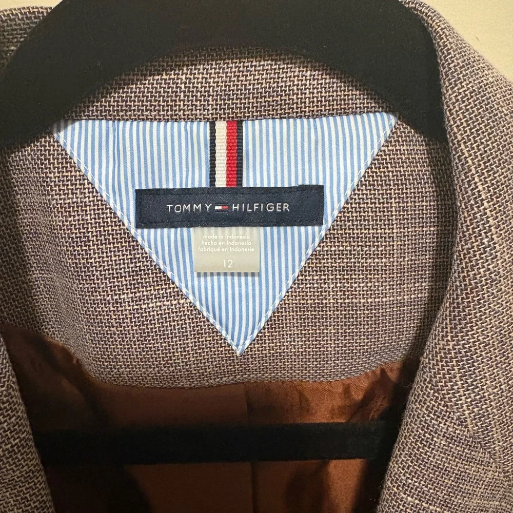 Tommy Hilfiger Multi-Color Blazer with Navy Elbow Patches - Picture 3 of 4